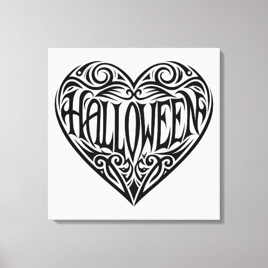 Halloween Heart, Black Heart, Holiday Canvas Afdruk (Voorkant)