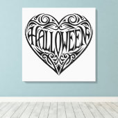 Halloween Heart, Black Heart, Holiday Canvas Afdruk (Insitu (Houten vloer))