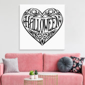 Halloween Heart, Black Heart, Holiday Canvas Afdruk (Insitu (Woonkamer))