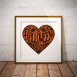 Halloween Heart, Black Heart, Holiday Foto Afdruk