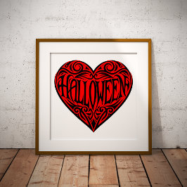 Halloween Heart, Black Heart, Holiday Poster
