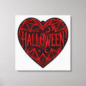 Halloween Heart, Black Heart Shape, Holiday Canvas Afdruk (Voorkant)
