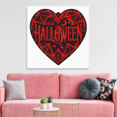 Halloween Heart, Black Heart Shape, Holiday Canvas Afdruk (Insitu (Woonkamer))