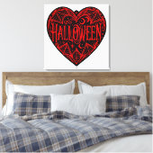 Halloween Heart, Black Heart Shape, Holiday Canvas Afdruk (Insitu (Slaapkamer))