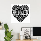 Halloween Heart, Black Heart Shape, Holiday Poster (Thuiskantoor)