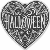 Halloween Heart, Black Heart Shape, Holiday Sticker (Voorkant)