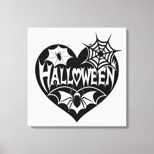 Halloween Heart, Black Heart Shape, Spider Web Canvas Afdruk (Voorkant)