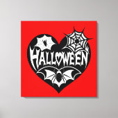 Halloween Heart, Black Heart Shape, Spider Web Canvas Afdruk (Voorkant)