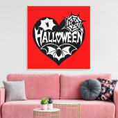 Halloween Heart, Black Heart Shape, Spider Web Canvas Afdruk (Insitu (Woonkamer))
