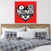 Halloween Heart, Black Heart Shape, Spider Web Canvas Afdruk (Insitu (Slaapkamer))