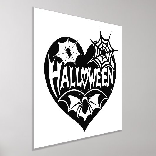 Halloween Heart, Black Heart Shape, Spider Web Folie Afdrukken (Laagn)