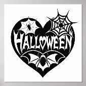 Halloween Heart, Black Heart Shape, Spider Web Folie Afdrukken (Voorkant)