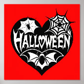 Halloween Heart, Black Heart Shape, Spider Web Folie Afdrukken (Voorkant)