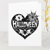 Halloween Heart, Black Heart Shape, Spider Web Kaart (Gele Bloem)