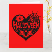 Halloween Heart, Black Heart Shape, Spider Web Kaart (Gele Bloem)