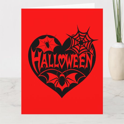 Halloween Heart, Black Heart Shape, Spider Web Kaart (Voorkant)