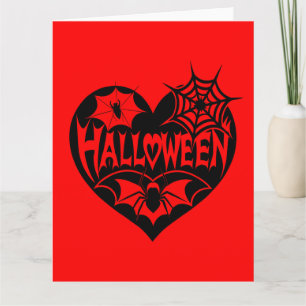 Halloween Heart, Black Heart Shape, Spider Web Kaart