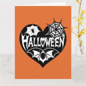 Halloween Heart, Black Heart Shape, Spider Web Kaart (Gele Bloem)