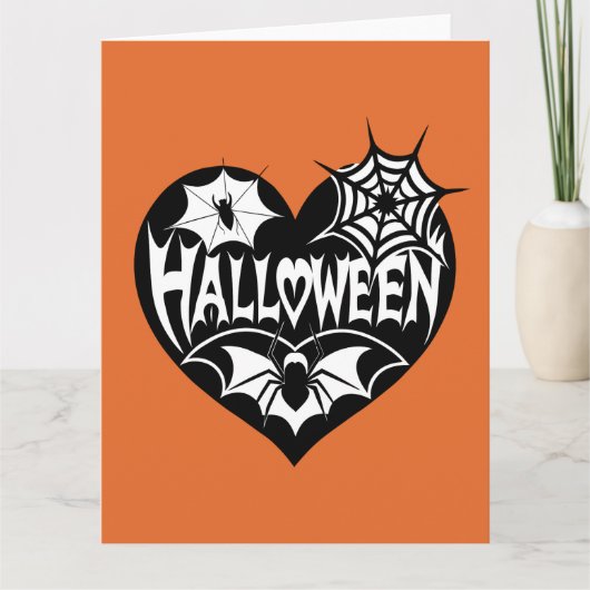 Halloween Heart, Black Heart Shape, Spider Web Kaart (Voorkant)