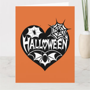 Halloween Heart, Black Heart Shape, Spider Web Kaart