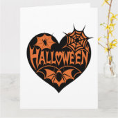 Halloween Heart, Black Heart Shape, Spider Web Kaart (Gele Bloem)