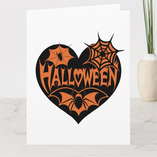 Halloween Heart, Black Heart Shape, Spider Web Kaart (Voorkant)