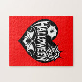 Halloween Heart, Black Heart Shape, Spider Web Legpuzzel (Horizontaal)