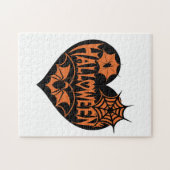 Halloween Heart, Black Heart Shape, Spider Web Legpuzzel (Horizontaal)