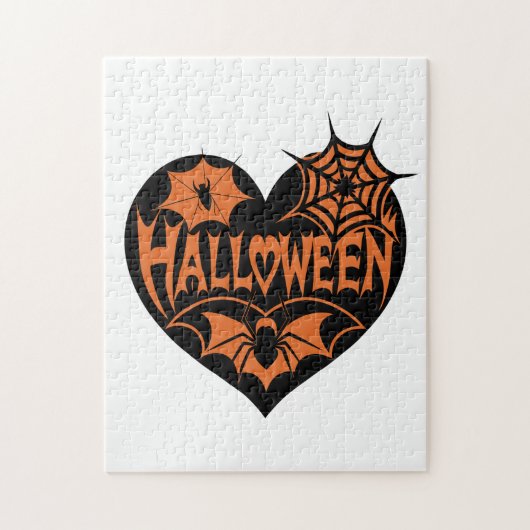 Halloween Heart, Black Heart Shape, Spider Web Legpuzzel (Verticaal)