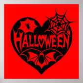 Halloween Heart, Black Heart Shape, Spider Web Poster (Voorkant)