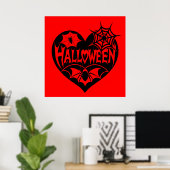 Halloween Heart, Black Heart Shape, Spider Web Poster (Thuiskantoor)