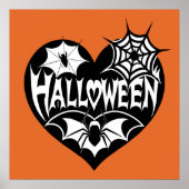 Halloween Heart, Black Heart Shape, Spider Web Poster (Voorkant)