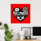 Halloween Heart, Black Heart Shape, Spider Web Poster (Thuiskantoor)