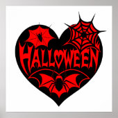 Halloween Heart, Black Heart Shape, Spider Web Poster (Voorkant)