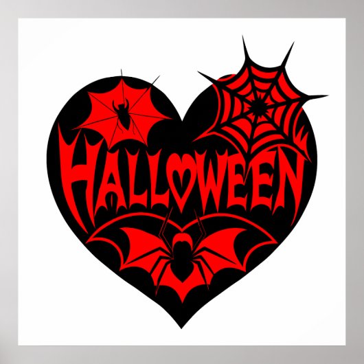 Halloween Heart, Black Heart Shape, Spider Web Poster (Voorkant)