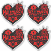 Halloween Heart, Black Heart Shape, Spider Web Sticker (Voorkant)