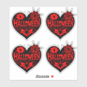 Halloween Heart, Black Heart Shape, Spider Web Sticker (Vel)