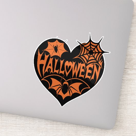 Halloween Heart, Black Heart Shape, Spider Web Sticker (Detail)