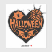 Halloween Heart, Black Heart Shape, Spider Web Sticker (Vel)