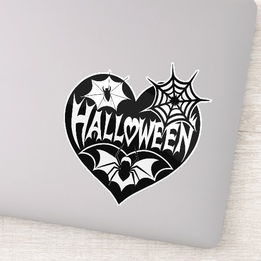 Halloween Heart, Black Heart Shape, Spider Web Sticker (Detail)