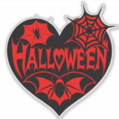Halloween Heart, Black Heart Shape, Spider Web Sticker (Voorkant)