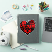 Halloween Heart, Black Heart Shape, Spider Web Sticker (iPad Cover)