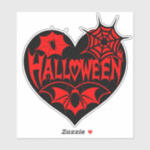 Halloween Heart, Black Heart Shape, Spider Web Sticker (Vel)