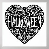 Halloween Heart, Black Heart Shape, Vakantie Folie Afdrukken (Voorkant)