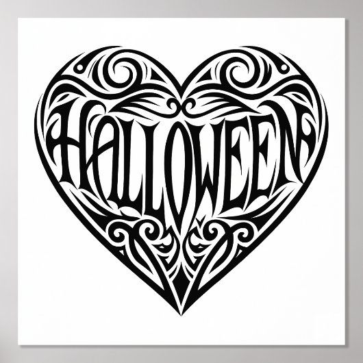 Halloween Heart, Black Heart, Vakantie Folie Afdrukken (Voorkant)