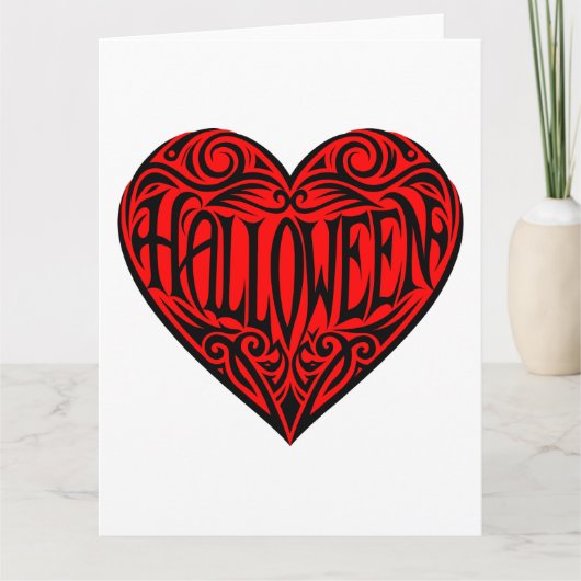 Halloween Heart, Black Heart, Vakantie Kaart (Voorkant)