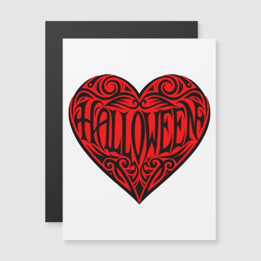 Halloween Heart, Black Heart, Vakantie Magnetische Uitnodiging (Voorkant / Achterkant)
