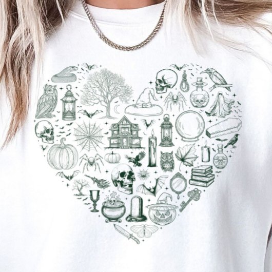 Halloween Heart Green Spooky Doodles Sweatshirt