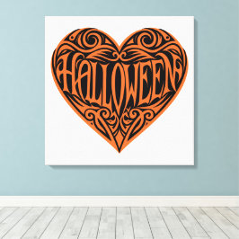 Halloween Heart, Orange Heart, Holiday Canvas Afdruk
