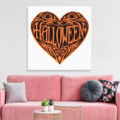 Halloween Heart, Orange Heart, Holiday Canvas Afdruk (Insitu (Woonkamer))